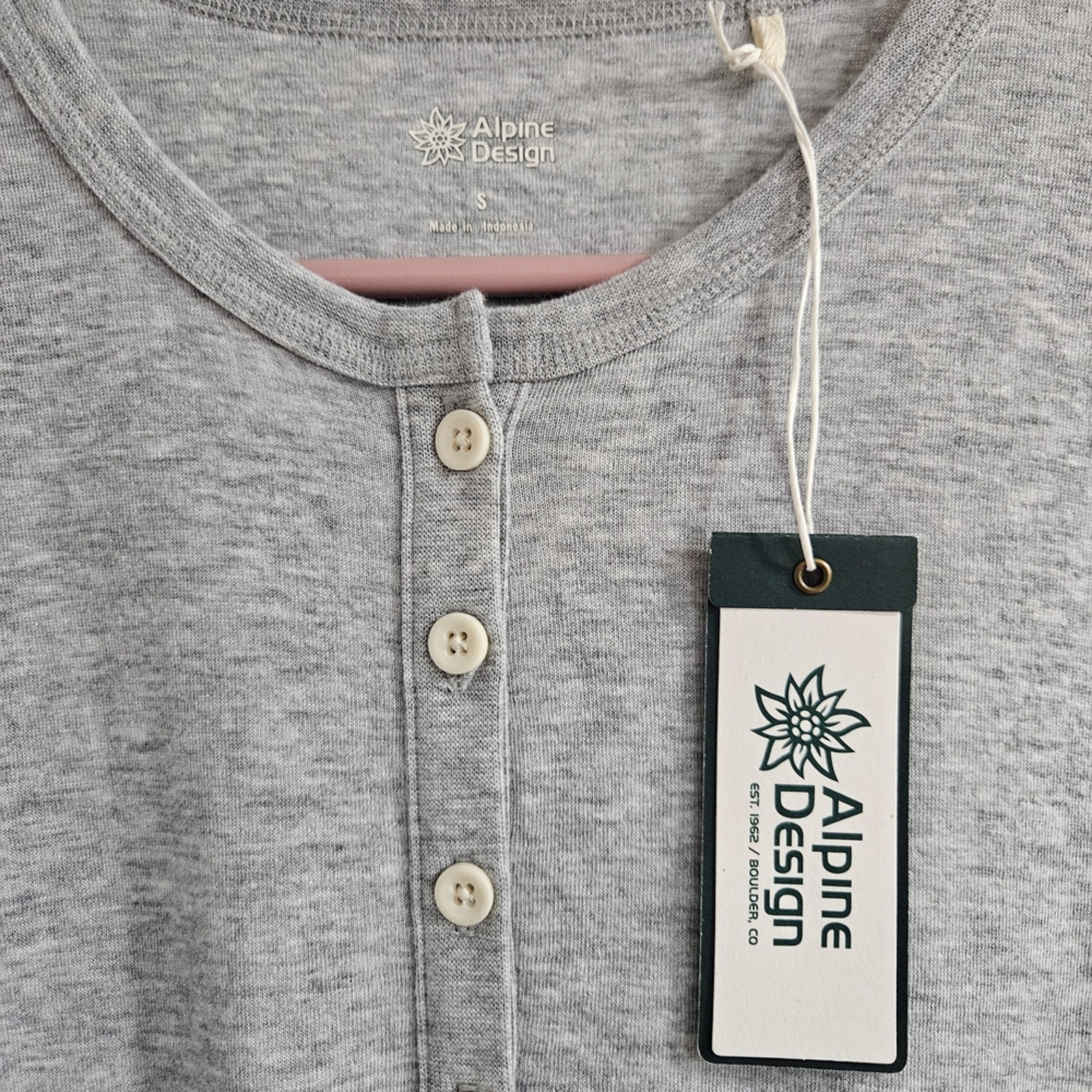 Nwt Alpine Design Heather Gray Henley Top — image 4 of 4